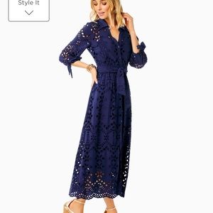 NWT  Lilly Pulitzer Amrita Midi Lace Dress True Navy Size 16